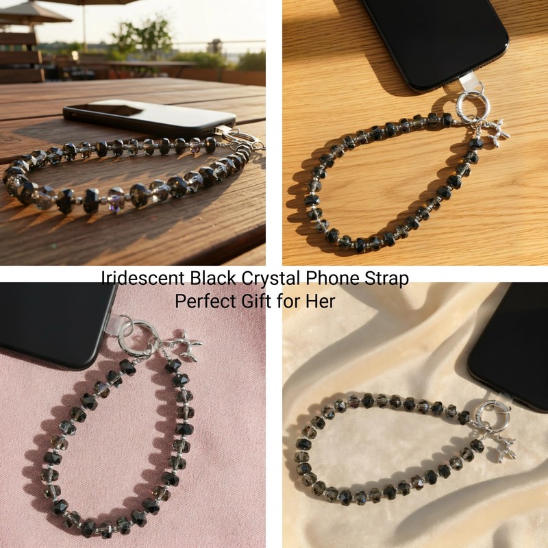 richginker Crystal Phone Wrist Strap Phone Charm Chain Keychain Beaded