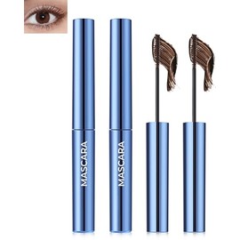 2Pcs Brown Tubing Mascara, Waterproof Smudge proof & Long Lasting Mascara for Older Women 60 Plus, Volumizing Defining Curling Lightweight & No Clump Sparse Lashes with Tiny Brush for Women Girls- #02