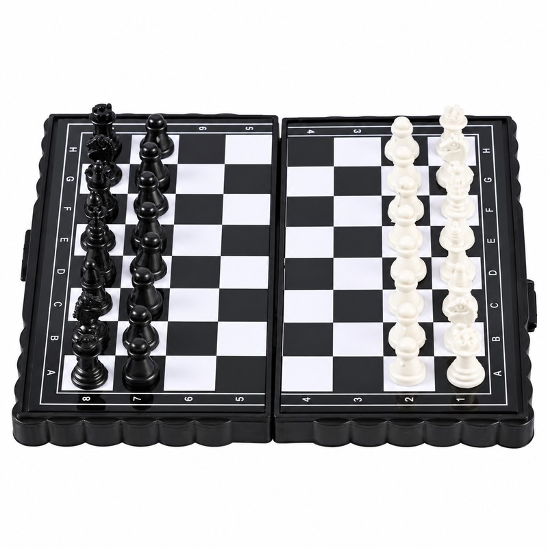 Mini Magnetic Chess Set Folding Magnetic Plastic Chessboard Board Game