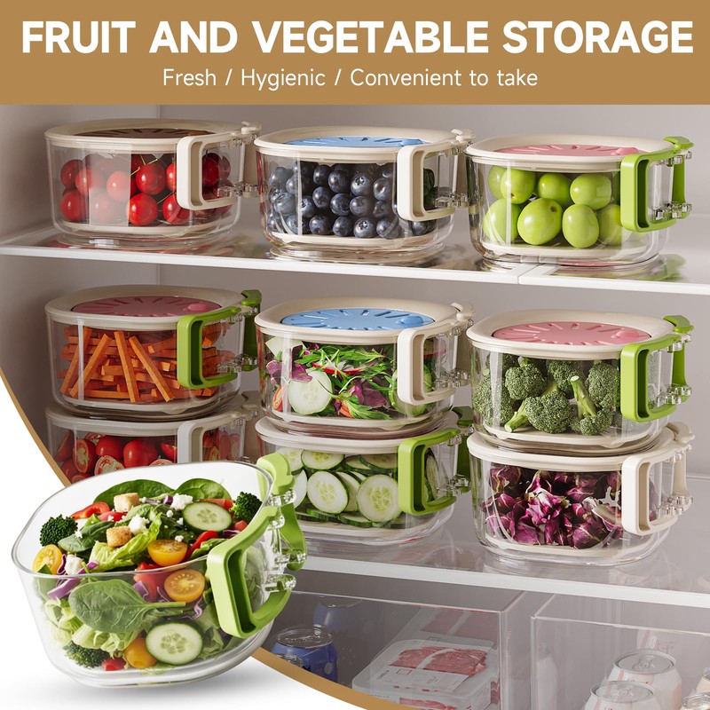 Fruit Vegetable Washing Bowl with Strainer, Berry Lettuce Keeper for
