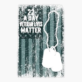 HOF Trading 22 A Day Veteran Lives Matter Retro USA American Flag Military Necklace PTSD Awareness Teal Ribbon Gift Vinyl Sticker Waterproof Decal Laptop Wall Window Bumper Sticker 5"