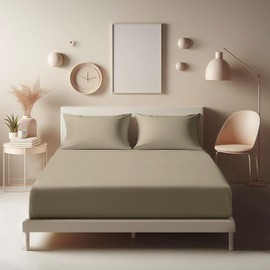 Aspire Homeware King Size Fitted Sheets - 25 cm Deep Hotel Quality (Beige) Bed Sheets - Soft & Breathable Fitted Sheets King Size - Anti-Wrinkle Easy Care Fitted Sheet