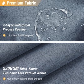 BTTN Fabric Shower Curtain, Linen Textured Heavy Duty Polyester Cloth Shower Curtain Set with Plastic Hooks, Blue Grey, 72" W x 72" L (Pack of 1)