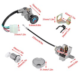 Ignition Key Lock Scooter Hiker Helmet Compartment Lock Ignition Lock Key Lock Fuel Cap Set Ignition Lock Cylinder Ignition Switch for GY6 50cc Jonway Taotao Roketa Scooter Moped Bike