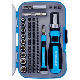 68-Piece MECHMAX Ratcheting Screwdriver Set - Magnetic Bit Driver Kit with Sockets & Precision Tools in Impact Case. Essential for Home, Auto, Electronics & DIY Gifts