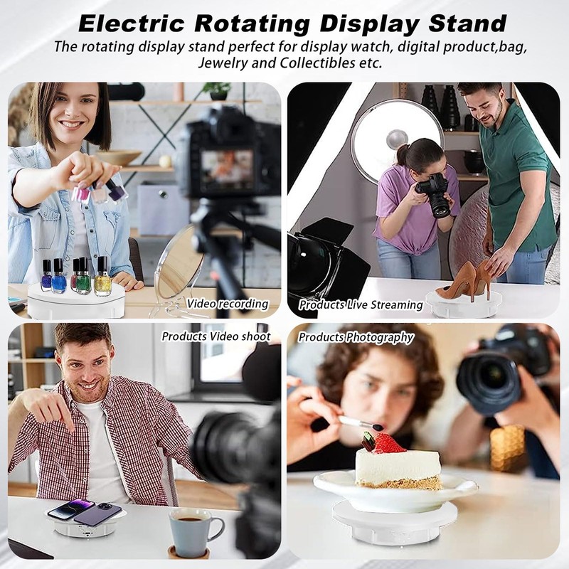 3 In 1 Rotating Display Stand, Photography Turntable Electric Rotating