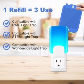 10 Pack Refill Cartridges Kit for Flying Insect Light Trap, Replacement Refills Glue Cards for Essentials Indoor Plug-in Blue Light