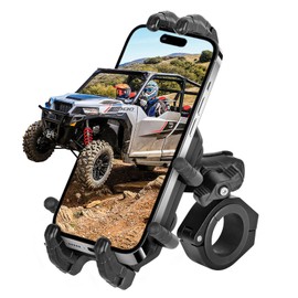 GLOBLED UTV Phone Mount, 360°Rotation Adjustable 1.75''-2'' Roll Bar Phone Holder for 4.7-7.1 Inch Devices Compatible with Compatible with Can-Am Maverick X3 RZR Ranger Talon Pioneer 1000