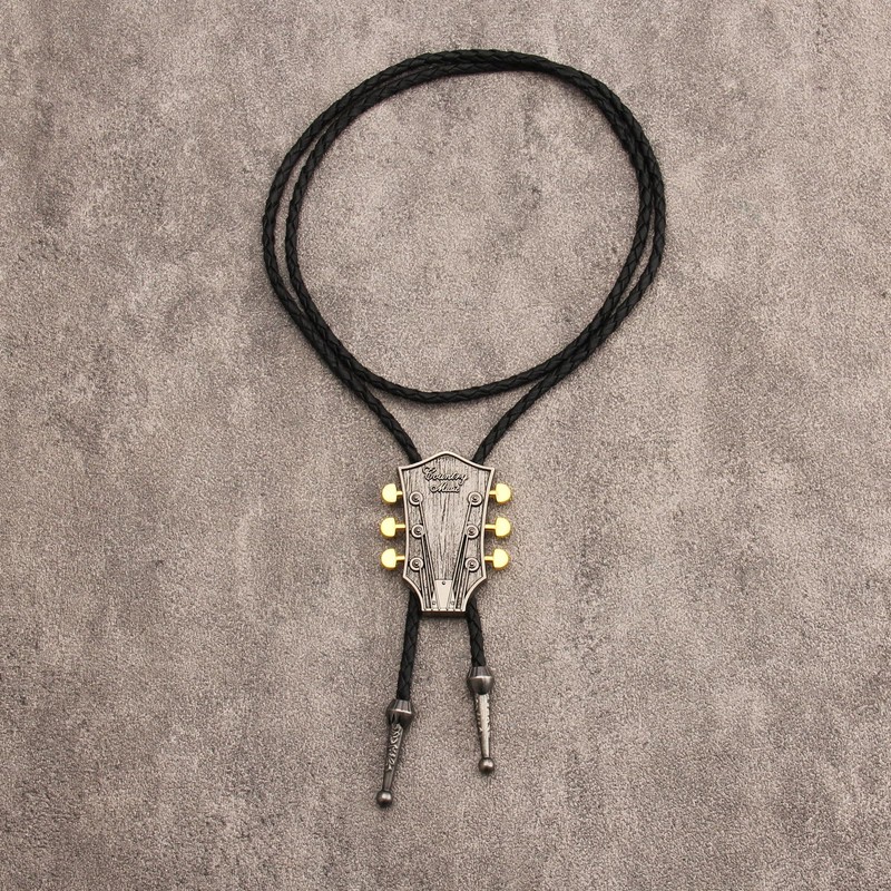 COOLLA Guitar Bolo tie Rodeo Cowboy Leather Necktie Western Bolo