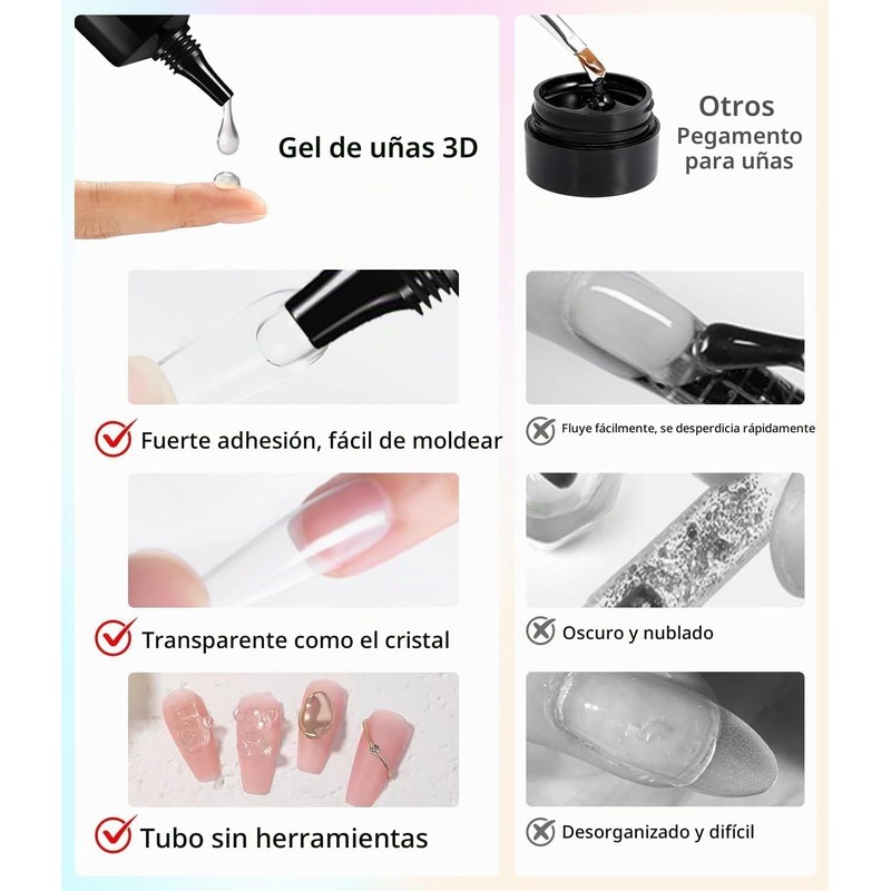 Kit Gel Para Uñas 3D Y Polvo Cromado Holarleo