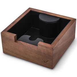 KNODOS Wooden Espresso Knock Box Walnut Dump Bin for Coffee Grounds Disposal Durable, Shock-Absorbent Espresso Machine Accessories, Easy to Clean Tamping Station