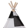 nic-473109 White Black Striped Kid Teepee Portable Canvas Tent Foldable