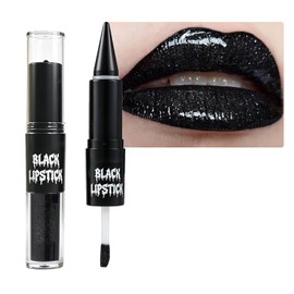 2-in-1 Black Liquid Lipstick & Lip Liner Pencil Kit for Halloween(#04)
