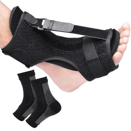 CWPFVQA 1 Piece Stretch Brace, 1 Pair Ankle Socks, Plantar Rehabilitation Support, Eversion Corrector, Adjustable Splint, Ankle Brace