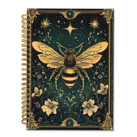 TWRVI Vintage Bee Spiral Notebook, Gothic Witchy Bee College Ruled Notebook Journal for School Office Supplies, Dark Academia Aesthetic Floral Journaling Notebooks 5.5"x8.3" 164 Pages