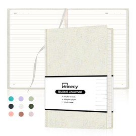 Annecy Lined Journal Notebook, Hardcover Numbered College Ruled Journal, Medium 5.5x 8.25, 160 Pages 100GSM Writing Paper, Beige