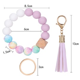 CHUQING Schlüsselanhänger Frauen Armband Schlüsselbund Armreif Auto Schlüsselanhänger Silikon Perlen Handgelen schlüsselkette für Damen