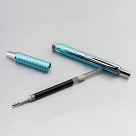 Pentel Energel Metallic Liquid Gel Pen 0.7mm Medium Nib Aquamarine Barrel Black Ink In a Premium Case (BL407LS-PBOX)