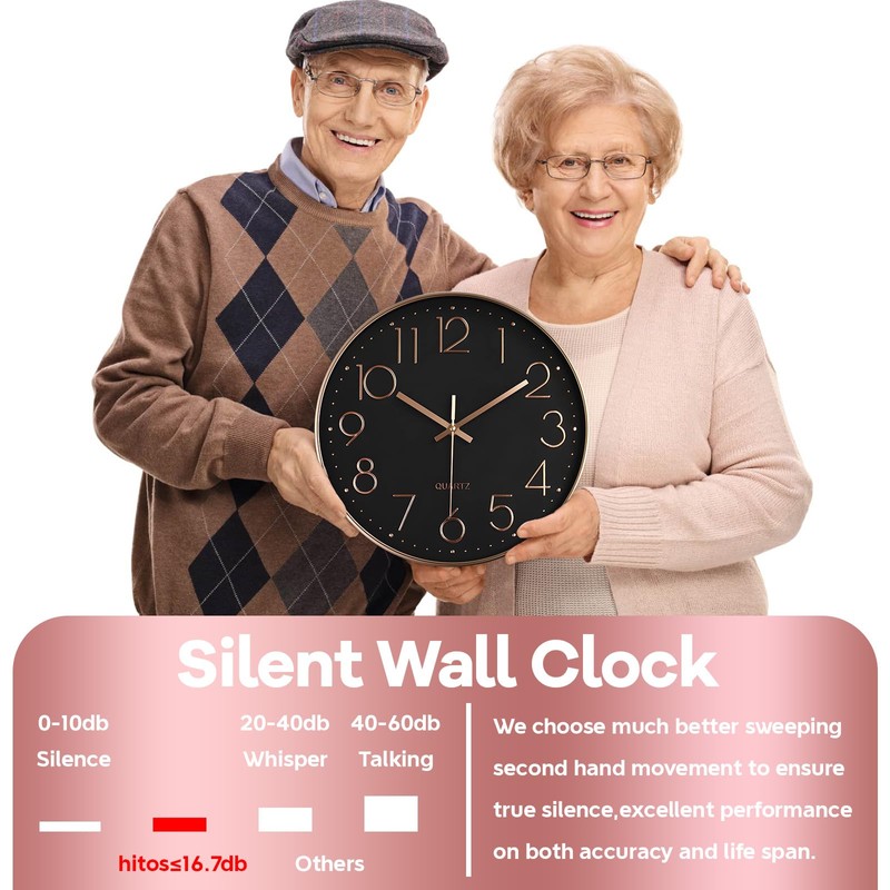 Delgeo Modern Wall Clock Decoration Non-Ticking Wall Clock for Decorative