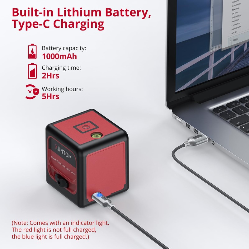 XUNTOP 100Ft Laser Level Self Leveling (±3°) with ±1.5mm/5m Accuracy