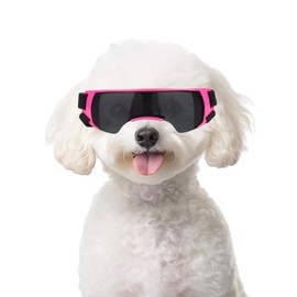 Dog Goggles Sunglasses Small to Medium Breed, Anti-Fog UV400 Lens Puppy Sunglasses, Adjustable Lightweight Doggie Goggles for UV, Wind, Snow, Dust Protection, Pink