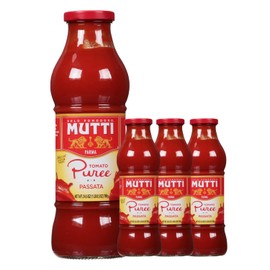 Mutti Tomato Puree (Passata), 24.5 oz. | 4 Pack | Italy’s #1 Brand of Tomatoes | Fresh Taste for Cooking | Canned Tomatoes | Vegan Friendly & Gluten Free | No Additives or Preservatives
