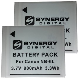 Synergy Digital Digital Camera Batteries, Compatible with Lenmar DLC6L Digital Camera Batteries (li-ion, 3.7V, 900 mAh), Set of 2