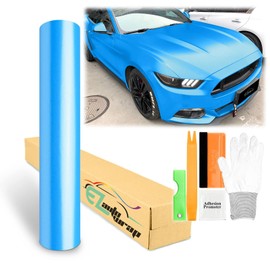 60"x72" (5FTx6FT) Azure Blue Matte Metallic Satin Pearl Vinyl Wrap Sticker Sheet Film Car Auto Vehicle DIY Decal Bubble Free Air Release Self Adhesive Peel and Stick Free Tool Kit