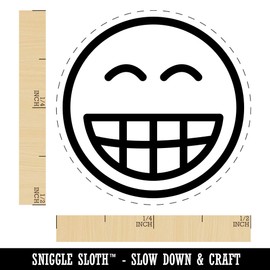 Happy Face Big Smile Teeth Grin Emoticon Rubber Stamp for Stamping Crafting Planners - 1/2 Inch Mini
