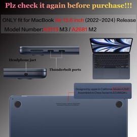 CISSOOK Compatible with MacBook Air 13.6 inch Case 2025 2024 2022 Release M3 A3113 M2 A2681 Model, Plastic Hard Shell Protective Case with Keyboard Cover + Screen Protector, Beach&Shell