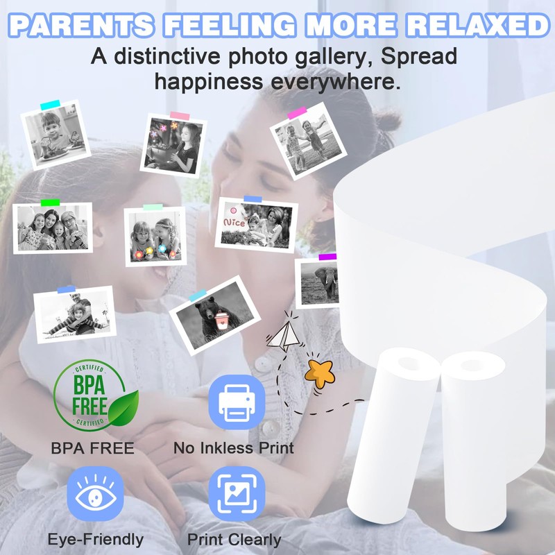 Instant Print Camera for Kids Compatible 12 Rolls Thermal Print