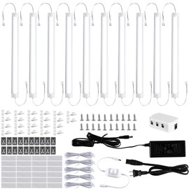 LABOREDUCER LED Under Cabinet Lighting with Plug in 10 Pack,11inch Dimmable LED Under Cabinet Lights with Rotary Dimmer Switch,Cold White Linkable Under Counter Lights for Kitchen (Cold White)