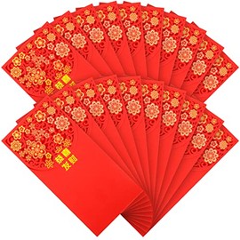 20 Pieces Chinese New Year Red Envelopes Chinese Red Pockets Red Chinese Money Envelopes Hong Bao Lucky Money Gift Envelopes for Spring Festival Birthday Wedding Gifts, 7 x 3 Inch (Retro Style)