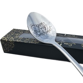 Engraved Teaspoon – You are My Sunshine – 15cm Silver Stainless Steel – Luxury Gift Box – Thoughtful Gift for Birthdays, Anniversaries, Christmas, Mother’s Day & Special Occasions
