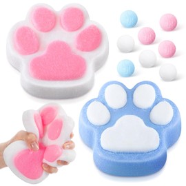 Civaner 2 Pcs Large Taba Squeeze Cat Paw Toys, 5.9 Inch Giant Soft Cat Paw Silicone Squeeze Sensory Toy Funny Claw Fidget Stress Relief Sensory Toys Novelty Gifts for Adults(Blue and White)