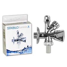 Stabilo-Sanitaer Combination Angle Valve 1/2 Inch x 10 mm Device Valve with Device Connection Combination Valve Double Valve Washing Machine, Dishwasher or Dishwasher