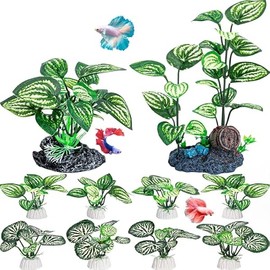 MyLifeUNIT Silk Aquarium Plants, 10 Pack Betta Fish Tank Decor for Aquarium Decoration and Fish Tank Decorations