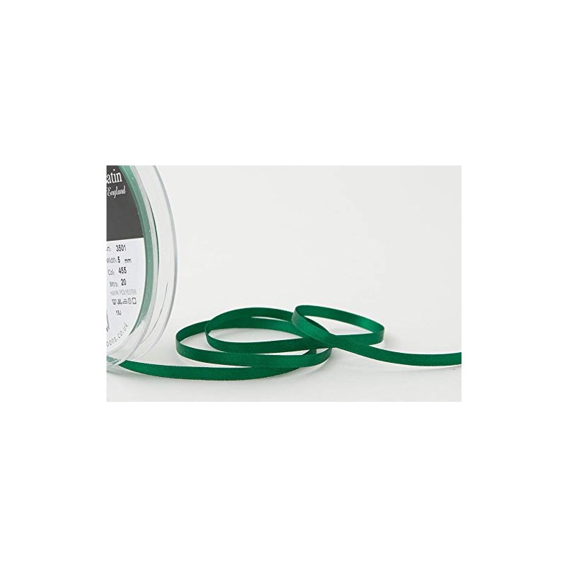Berisfords Double FACE Poly Satin Ribbon, Hunter Green, 5 mm