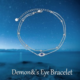 POPLYKE Evil Eye Bracelet for Women 925 Sterling Silver Evil Eye Double Layered Chain Summer Beach Evil Eye Jewelry Gifts