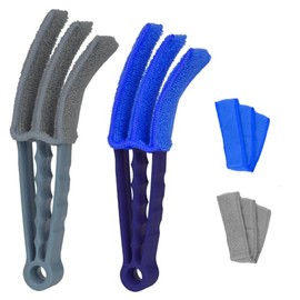 Vicloon Venetian Blind Cleaner, 2pcs Window Blind Cleaner, Brush Cleaner Tool Window Blind Duster With 2 Microfibre Sleeves for Venetian Blinds, Air Conditioner and Car AC Vent (Royal blue+Grey)