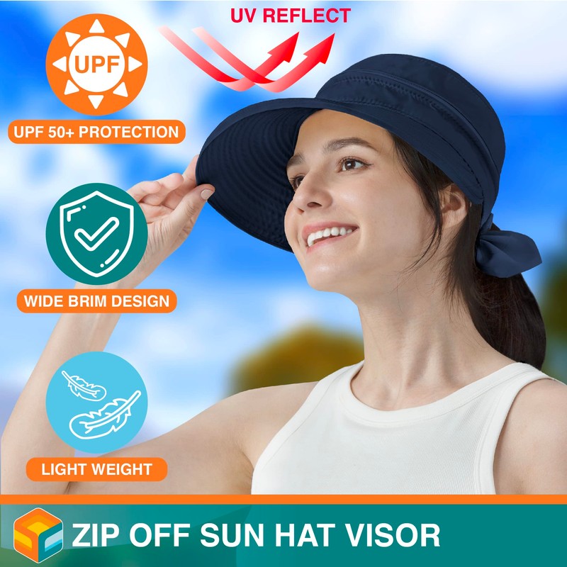 SUN CUBE Sombrero de sol para mujer UPF 50+, visera