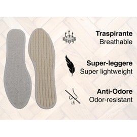 Primo Calzature Einlegesohlen für Damen und Herren, geruchshemmende Schuheinlagen, leichte Einlegesohlen zur Entspannung der Füße, Einlegesohlen 100% Made in Italy (Schwamm und Latex, 43)