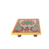 Export Quality Wooden Puja Chowki Pair with Intricate Floral Painting