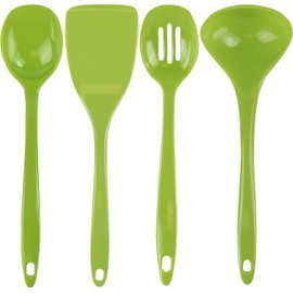 5 Piece Kitchen Utensil Holder for kitchen counter, Utensils crock with Heat Resistant Spoon, Slotted Spoon, Ladle, Spatula BPA Free, by Reston Lloyd, Lime