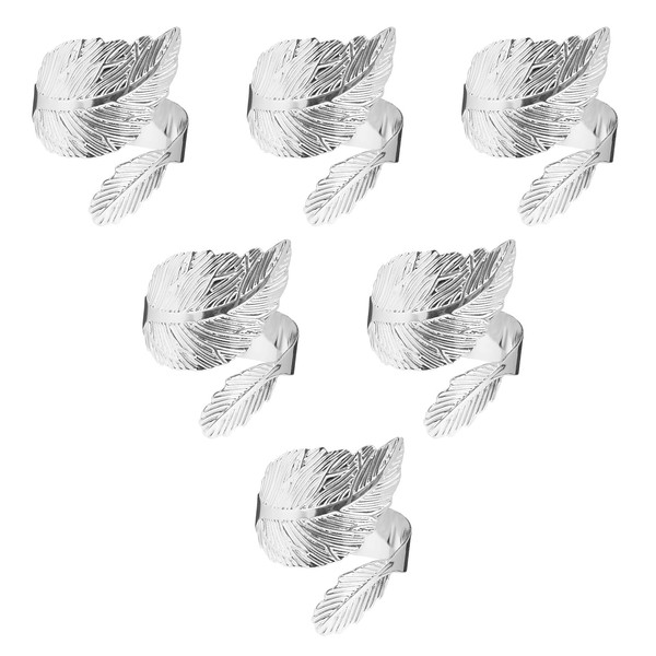 Kasoud Sliver Leaf Napkin Rings, 6PCS Sliver Napkin Rings, Sliver
