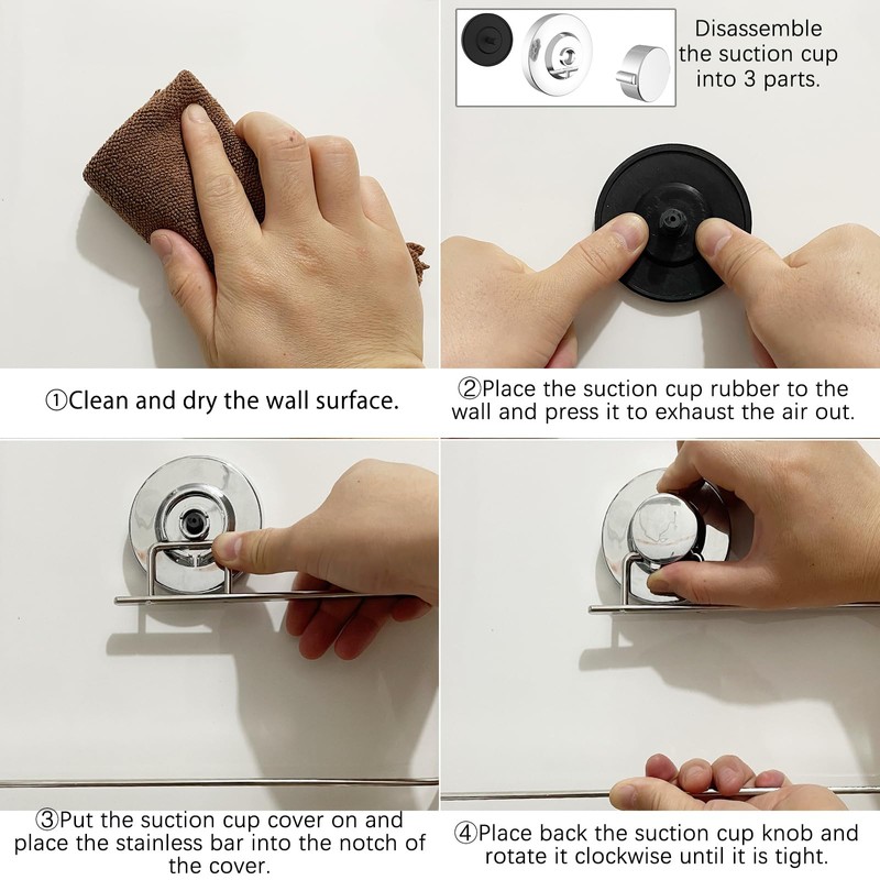 Paper Towel Holder with Suction Cup, Stainless Steel Rust-Resistant Kitchen