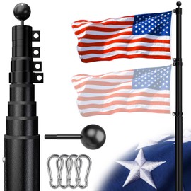 Heavy Duty Flag Pole Telescoping Freedom Edition 20 FT 12 Gauge Extra Thick Aluminum Flag Pole Holder for Outside House Outdoor Metal Flag Pole Kit