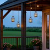 Solar Lanterns Outdoor Waterproof, Rust Iron Cage Candle Holder with