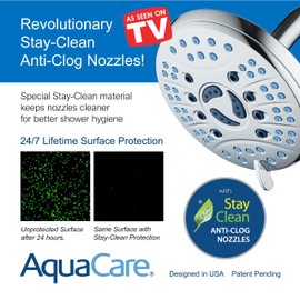 AquaCare As-Seen-On-TV High Pressure 6-setting 6 inch Rainfall Shower Head with Special Hygienic Anti-clog Nozzles for Cleaner, More Powerful Shower! Top American Brand/All Chrome Finish – 1.8 GPM