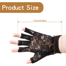 GLADFRESIT Black Lace Gloves, Fishnet Fingerless Sleeves Women Short Lace Glove Wedding Decoration Gloves for Weddings Dances Parties